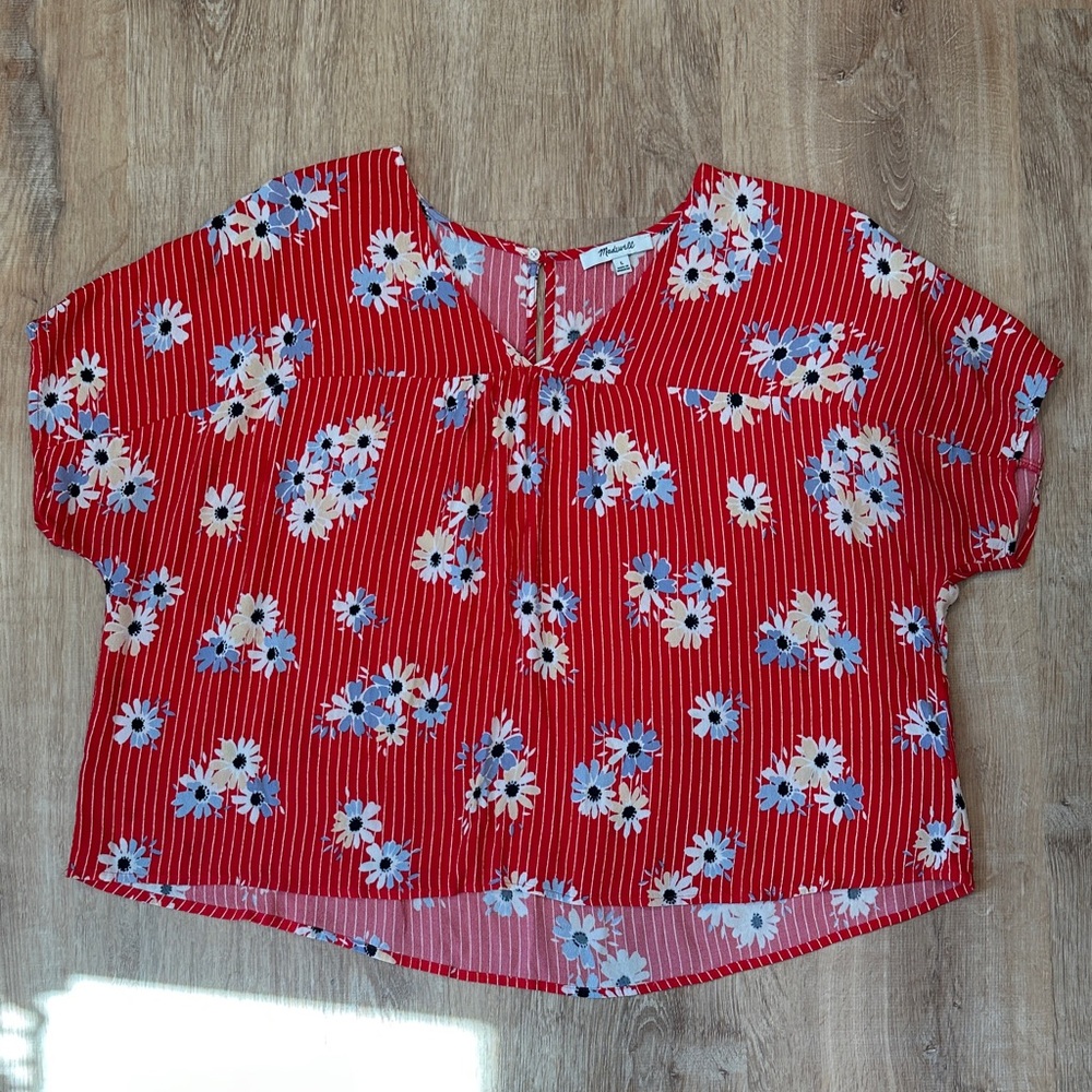 Madewell Red Floral Blouse
